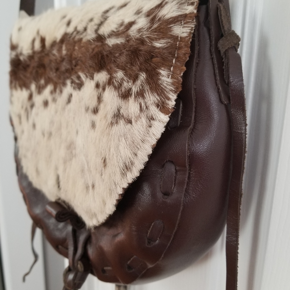 Genuine Leather with Sheep's Fur Crossbody Bag